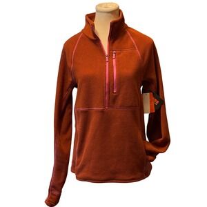 Size Small Bass Outdoor Women's Fleece Quarter Zip Pullover Burnt Henna NWT